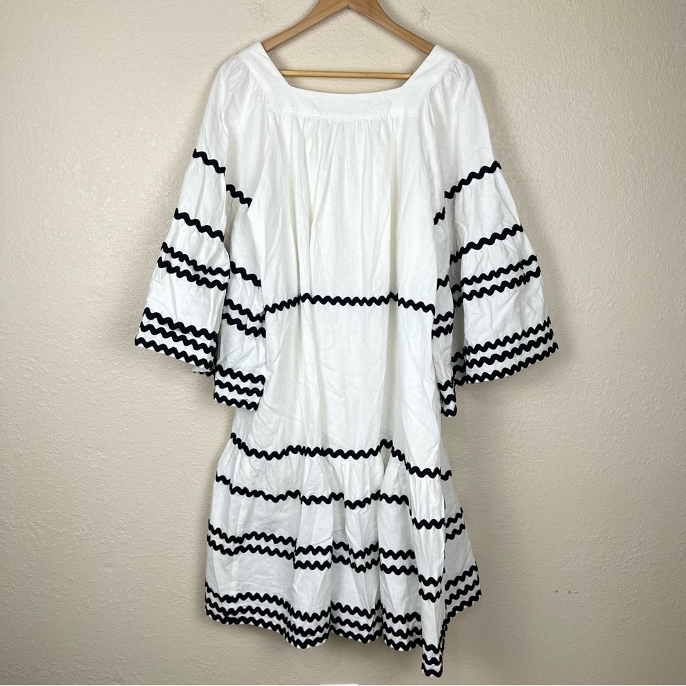 Lisa Marie Fernandez Target Ric Rac Flare Sleeve Linen Blend Dress Size Medium - Picture 8 of 10
